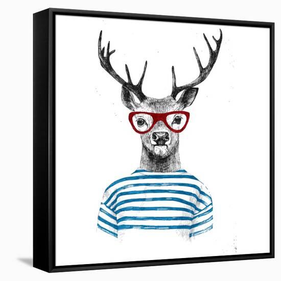Deer Dressed up in Hipster Style-mart_m-Framed Stretched Canvas