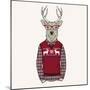 Deer Dressed up in Pullover-Olga_Angelloz-Mounted Art Print