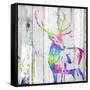 Deer Gaze Colorful-OnRei-Framed Stretched Canvas