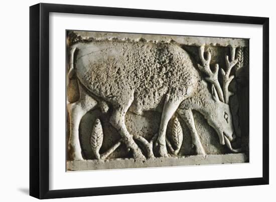 Deer Grazing, Ivory Panel from Arslan Tash, Syria, 8th Century BC-null-Framed Premium Giclee Print