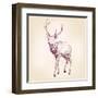 Deer Hand Drawn Vector Llustration Realistic Sketch-VladisChern-Framed Art Print