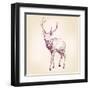 Deer Hand Drawn Vector Llustration Realistic Sketch-VladisChern-Framed Art Print