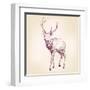 Deer Hand Drawn Vector Llustration Realistic Sketch-VladisChern-Framed Art Print