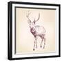 Deer Hand Drawn Vector Llustration Realistic Sketch-VladisChern-Framed Art Print