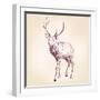 Deer Hand Drawn Vector Llustration Realistic Sketch-VladisChern-Framed Art Print