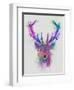 Deer Head 1 Rainbow Splash Pink and Purple-Fab Funky-Framed Art Print