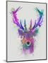 Deer Head 1 Rainbow Splash Pink and Purple-Fab Funky-Mounted Art Print