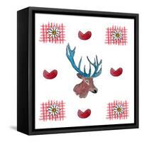 Deer, Hearts, Love & Edelweiss-Markus Bleichner-Framed Stretched Canvas