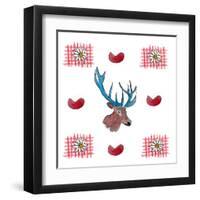 Deer, Hearts, Love & Edelweiss-Markus Bleichner-Framed Art Print