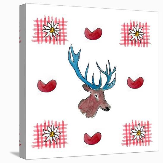 Deer, Hearts, Love & Edelweiss-Markus Bleichner-Stretched Canvas