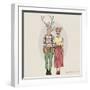 Deer Hipster Couple - Valentine's Day Design-Olga_Angelloz-Framed Art Print