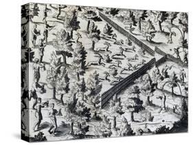 Deer Hunting in Canada, from Les Voyages De La Nouvelle France, 1632-Samuel Lane-Stretched Canvas