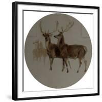 Deer in a Landscape (Studies of Deer) (Oil on Canvas)-Edwin Landseer-Framed Giclee Print