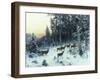 Deer in a Snowy Wooded Landscape-Arthur Julius Thiele-Framed Giclee Print