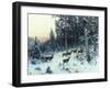 Deer in a Snowy Wooded Landscape-Arthur Julius Thiele-Framed Giclee Print