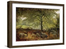 Deer in a Wood-Joseph Adam-Framed Giclee Print