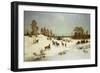 Deer in a Wooded Winter Landscape-Julius Arthur Thiele-Framed Giclee Print