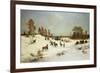 Deer in a Wooded Winter Landscape-Julius Arthur Thiele-Framed Giclee Print