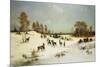 Deer in a Wooded Winter Landscape-Julius Arthur Thiele-Mounted Giclee Print