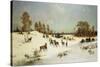 Deer in a Wooded Winter Landscape-Julius Arthur Thiele-Stretched Canvas