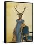 Deer in Blue Dress-Fab Funky-Framed Stretched Canvas