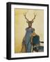 Deer in Blue Dress-Fab Funky-Framed Art Print