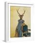 Deer in Blue Dress-Fab Funky-Framed Art Print