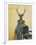 Deer in Blue Dress-Fab Funky-Framed Art Print