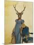 Deer in Blue Dress-Fab Funky-Mounted Art Print