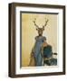 Deer in Blue Dress-Fab Funky-Framed Art Print