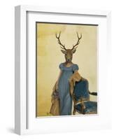 Deer in Blue Dress-Fab Funky-Framed Art Print