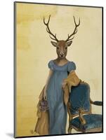 Deer in Blue Dress-Fab Funky-Mounted Art Print