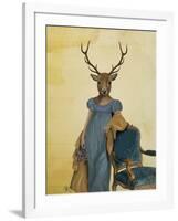 Deer in Blue Dress-Fab Funky-Framed Art Print