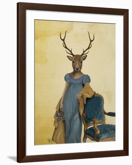 Deer in Blue Dress-Fab Funky-Framed Art Print