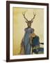 Deer in Blue Dress-Fab Funky-Framed Art Print