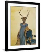 Deer in Blue Dress-Fab Funky-Framed Art Print