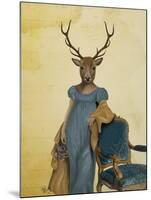 Deer in Blue Dress-Fab Funky-Mounted Art Print