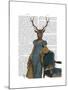 Deer in Blue Dress-Fab Funky-Mounted Art Print