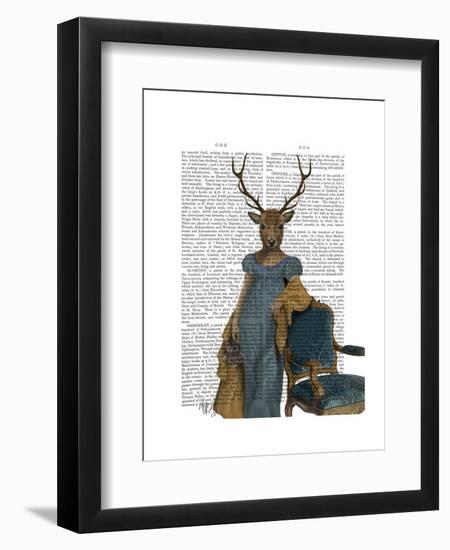 Deer in Blue Dress-Fab Funky-Framed Art Print