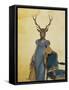 Deer in Blue Dress-Fab Funky-Framed Stretched Canvas