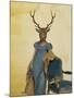 Deer in Blue Dress-Fab Funky-Mounted Art Print