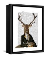 Deer in Chair-Fab Funky-Framed Stretched Canvas