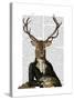 Deer in Chair-Fab Funky-Stretched Canvas