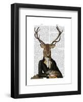 Deer in Chair-Fab Funky-Framed Art Print