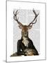 Deer in Chair-Fab Funky-Mounted Art Print