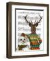 Deer in Christmas Sweater with Snowman-Fab Funky-Framed Art Print