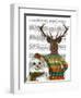 Deer in Christmas Sweater with Snowman-Fab Funky-Framed Art Print