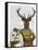 Deer in Christmas Sweater with Snowman-Fab Funky-Framed Stretched Canvas