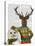 Deer in Christmas Sweater with Snowman-Fab Funky-Stretched Canvas