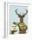 Deer in Christmas Sweater with Snowman-Fab Funky-Framed Art Print